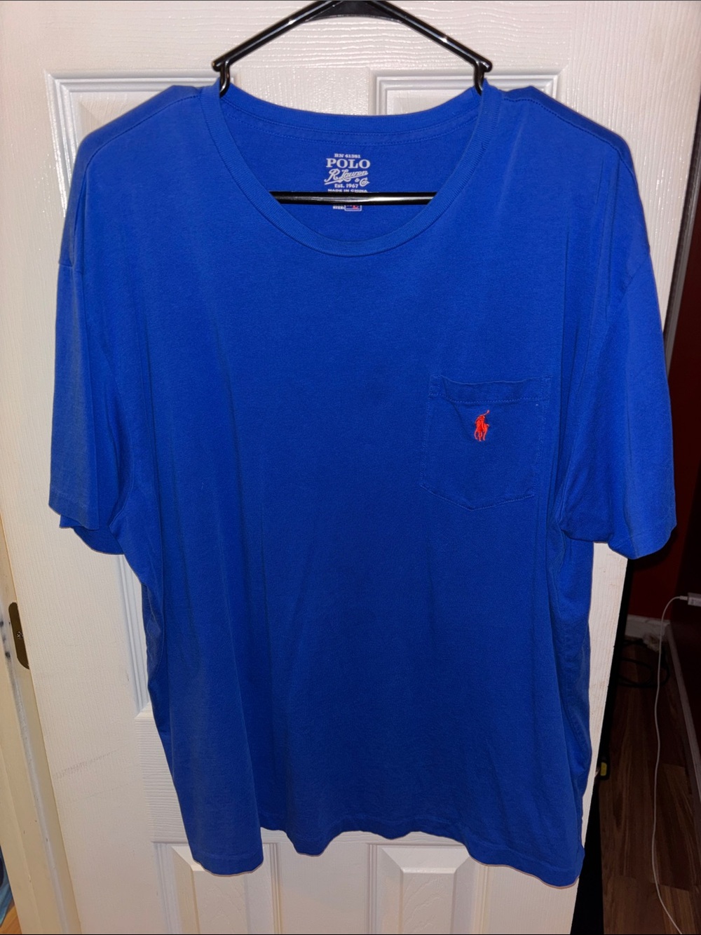 Polo by Ralph Lauren Men’s Bright Royal Blue Pocket Tee with Red Logo